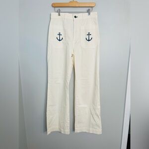 NWOT Askk NY Cream Sailor Pants with Anchor Detail